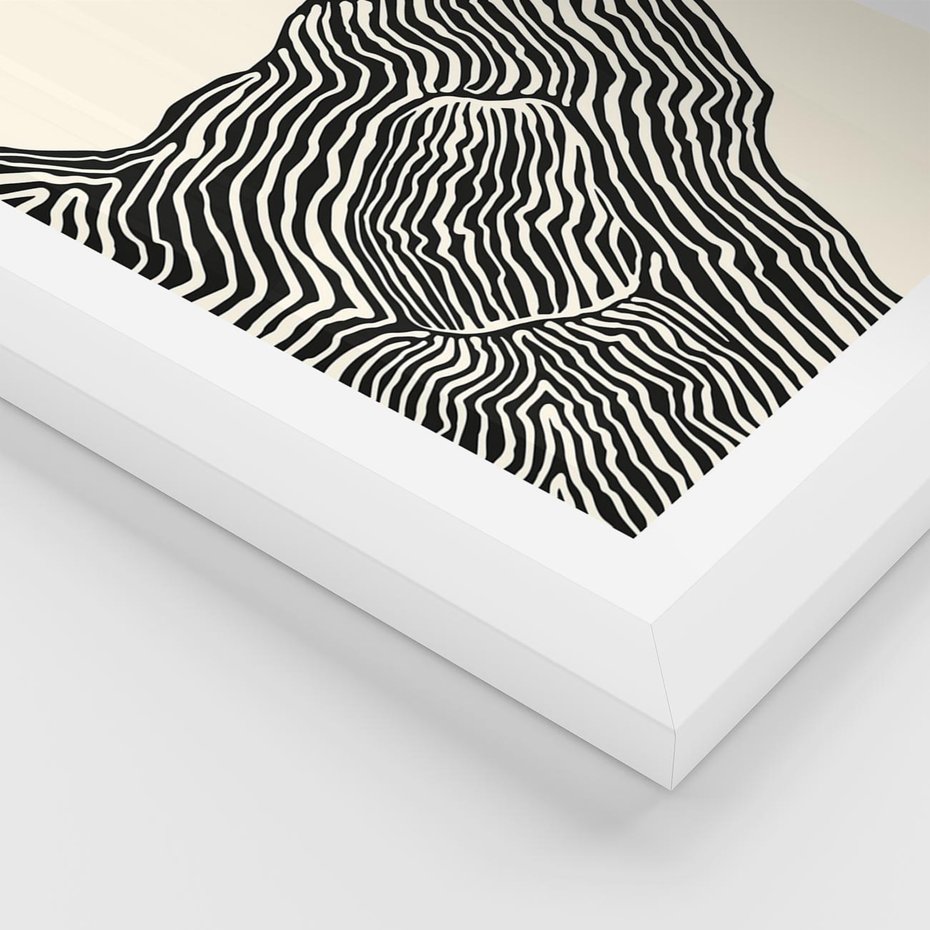 Plakat w ramie 40x50 - Migoczące Kontury - boho plakat, rycina - rama biała