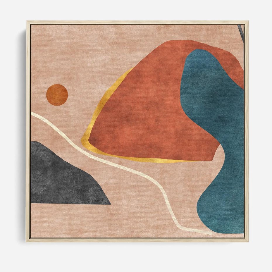 Obraz w ramie 50x50 - Miedziana Ekspresja - abstrakcyjne kształty, plamy - rama drewno