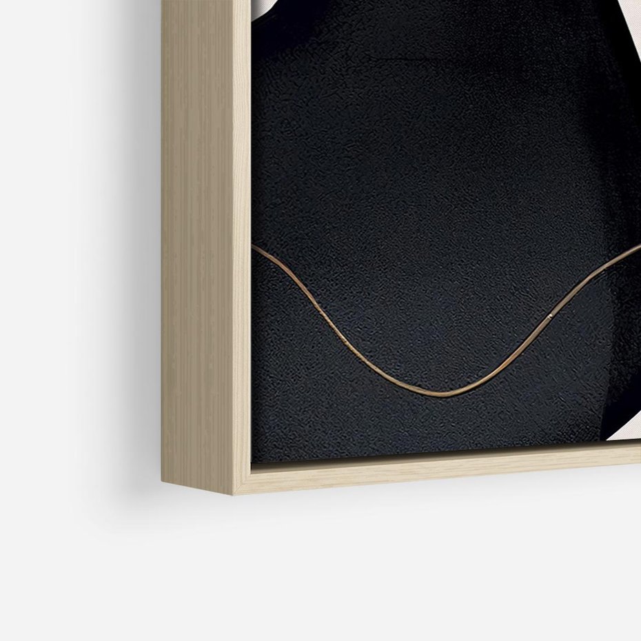 Obraz w ramie 70x50 - Wibracje uczuć i emocji - nieregularne plamy, czarny - rama drewno