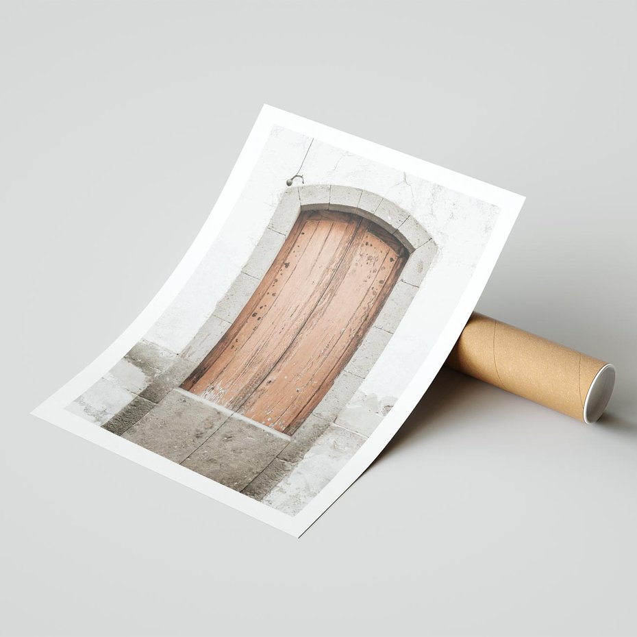 Plakat bez ramy 30x40 - Śródziemnomorskie Drzwi Czasu - fotografia starych drzwi, śródziemnomorska architektura