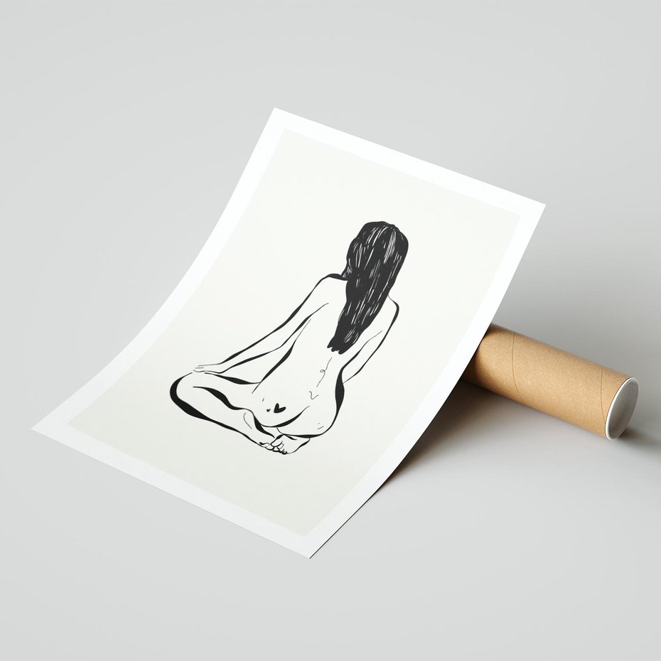 Plakat bez ramy 50x70 - Minimalistyczna Piękność: Kobieta w Sztuce - grafika minimalizm, rysunek kobiety