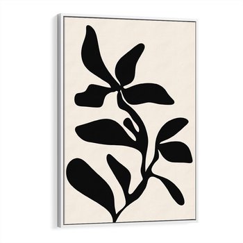 Obraz w ramie 50x70 - Wibracje Akwarelowych Ścieżek - abstrakcyjny minimalistyczna kwiat, czarno biały plakat - rama biała