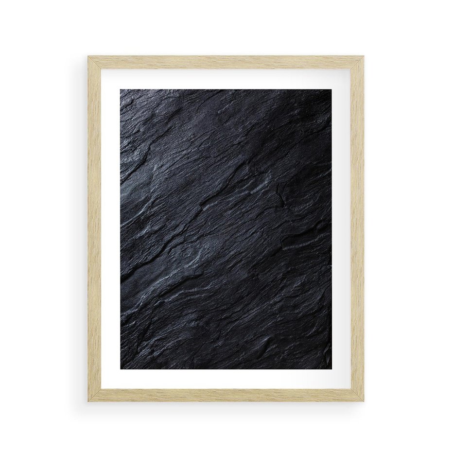 Plakat w ramie 40x50 - Kamienne tekstury w trójwymiarze - kamień, tekstura - rama drewno
