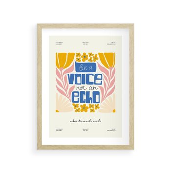 Plakat w ramie 40x50 - Złote Impulsy - typografia, kwiaty - rama drewno