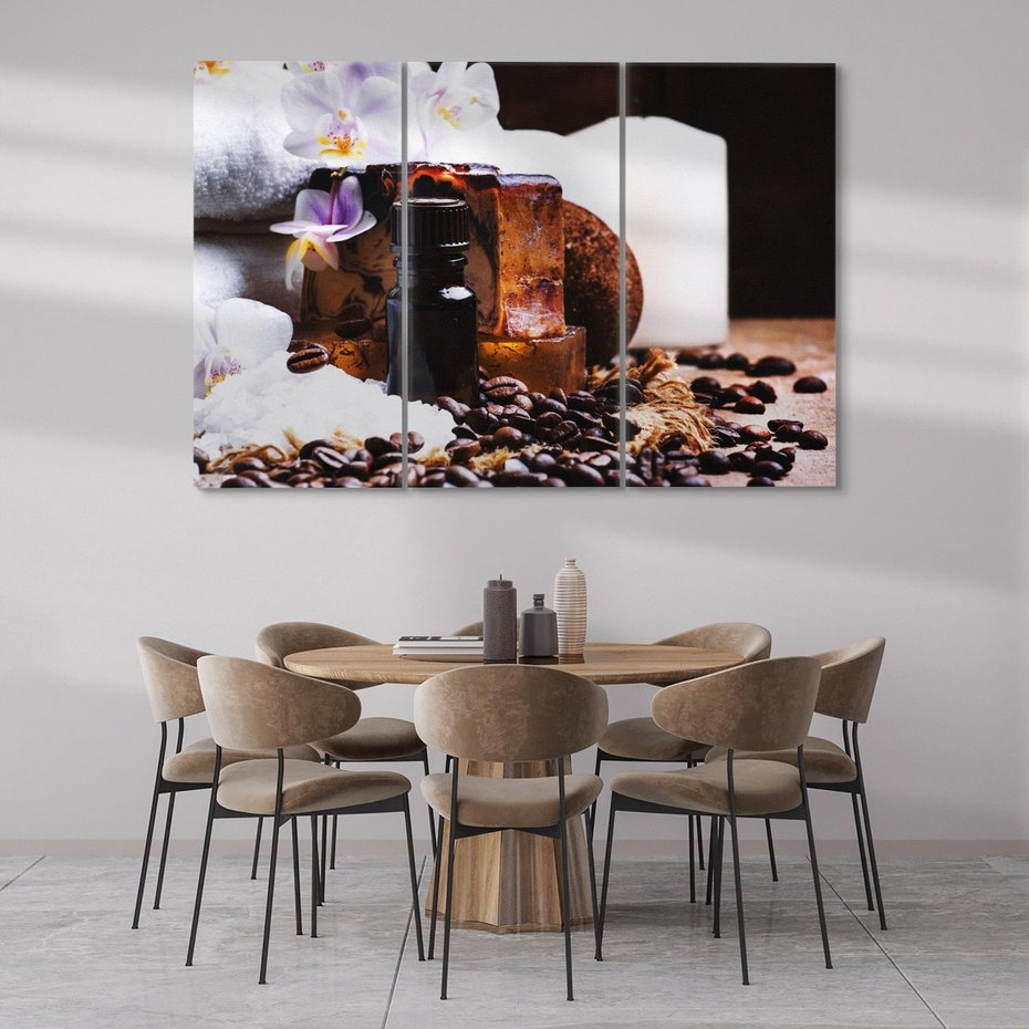 Obraz na płótnie 120x80 - Kawa i kwiaty w SPA - kawa, kwiat