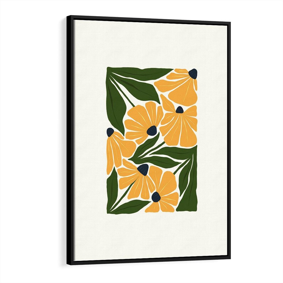 Obraz w ramie 50x70 - Abstrakcyjne Echa - kwiaty, rośliny - rama czarna