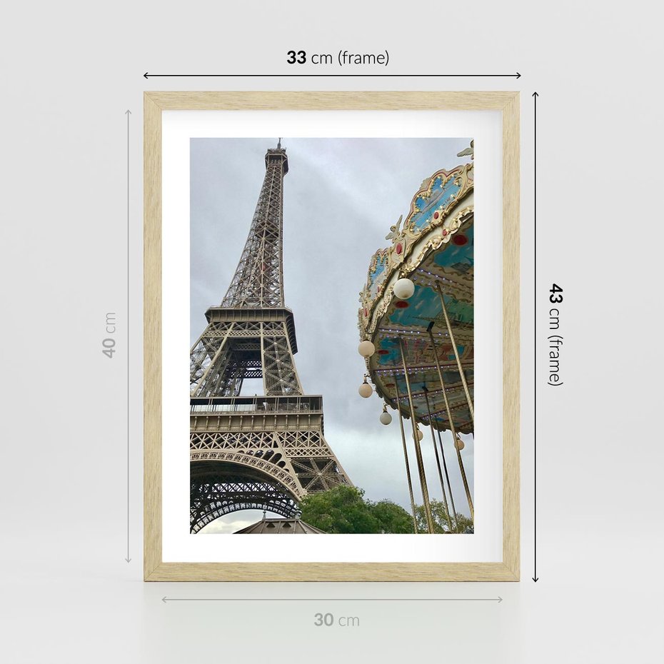Plakat w ramie 30x40 - Delikatność kolorów - wieża, Eiffla - rama drewno