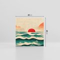 Obraz na płótnie 60x60 - Czerwone Melodie - japońska sztuka, zachód słońca nad oceanem