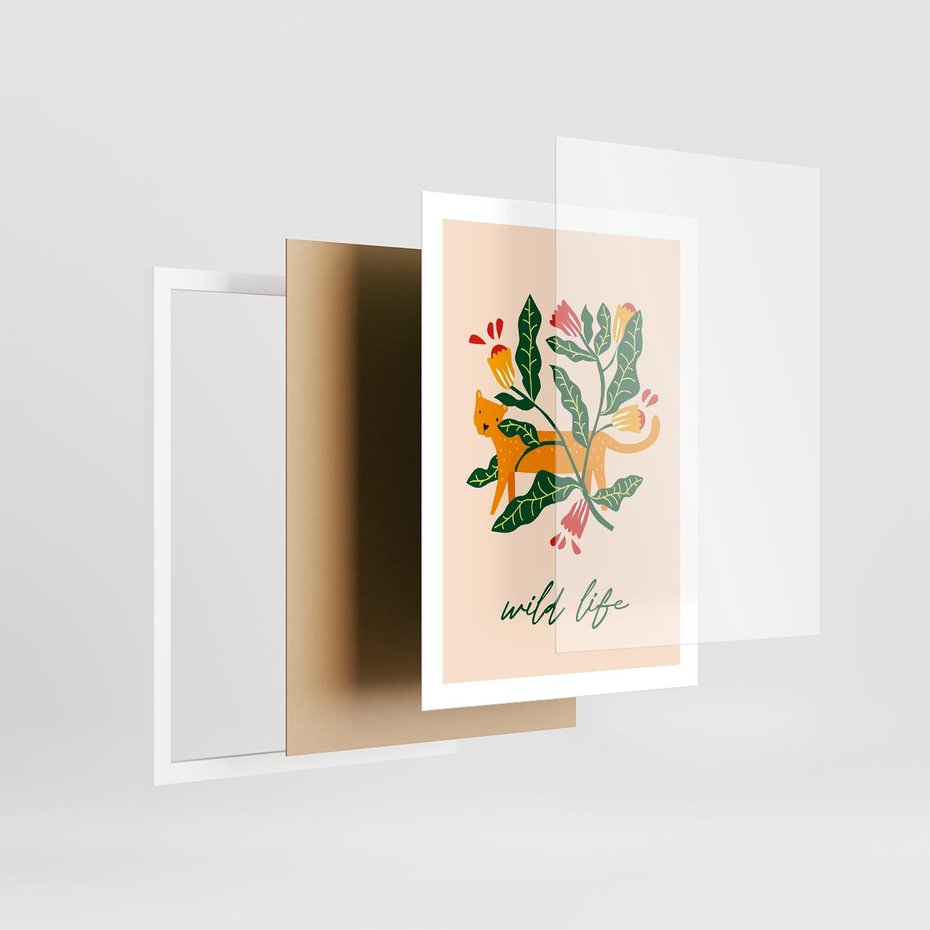 Plakat w ramie 50x70 - Tygrys w Kwiatach - tygrys, plakat - rama biała