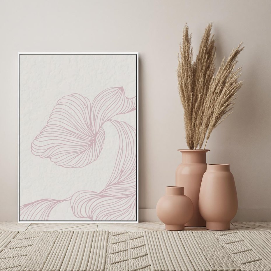 Obraz w ramie 80x120 - Szept marzeń i tajemnic - abstrakcyjne, roślinne ornamenty - rama biała