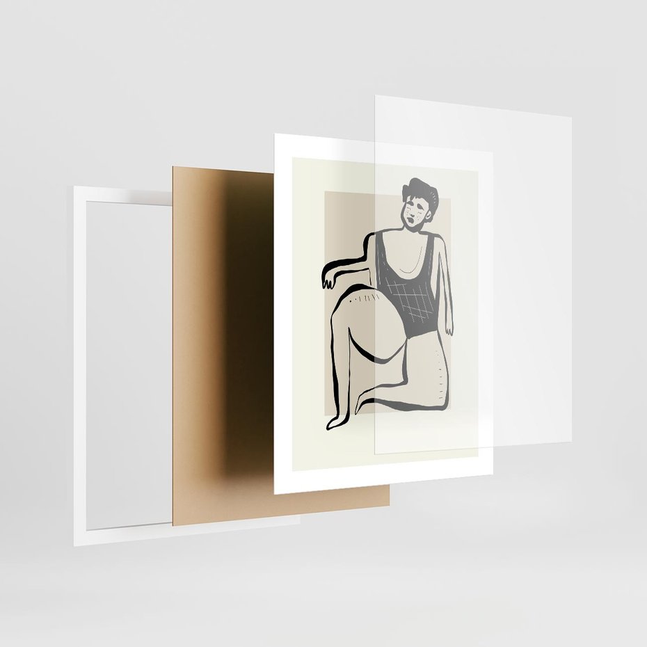 Plakat w ramie 40x50 - Szkic Kobiety w Czerni i Bieli - grafika, modern - rama biała