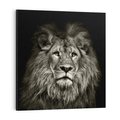 Obraz na płótnie 70x70 - Moc lewego spojrzenia - lew, czarno