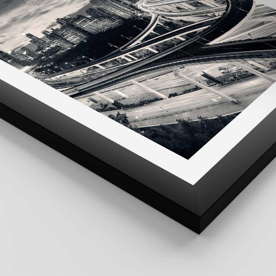 Plakat w ramie 40x50 - Miejska Symfonia - miasto, nocą - rama czarna