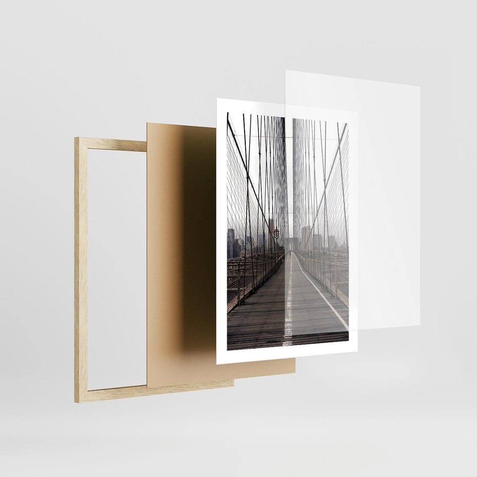 Plakat w ramie 50x70 - Nowoczesna Linia - most, nowoczesna - rama drewno