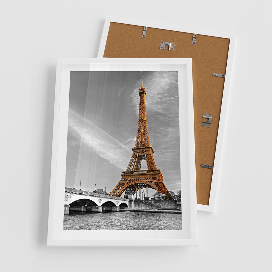 Plakat w ramie 50x70 - Echa Wieży Eiffla - wieża, Eiffla - rama biała