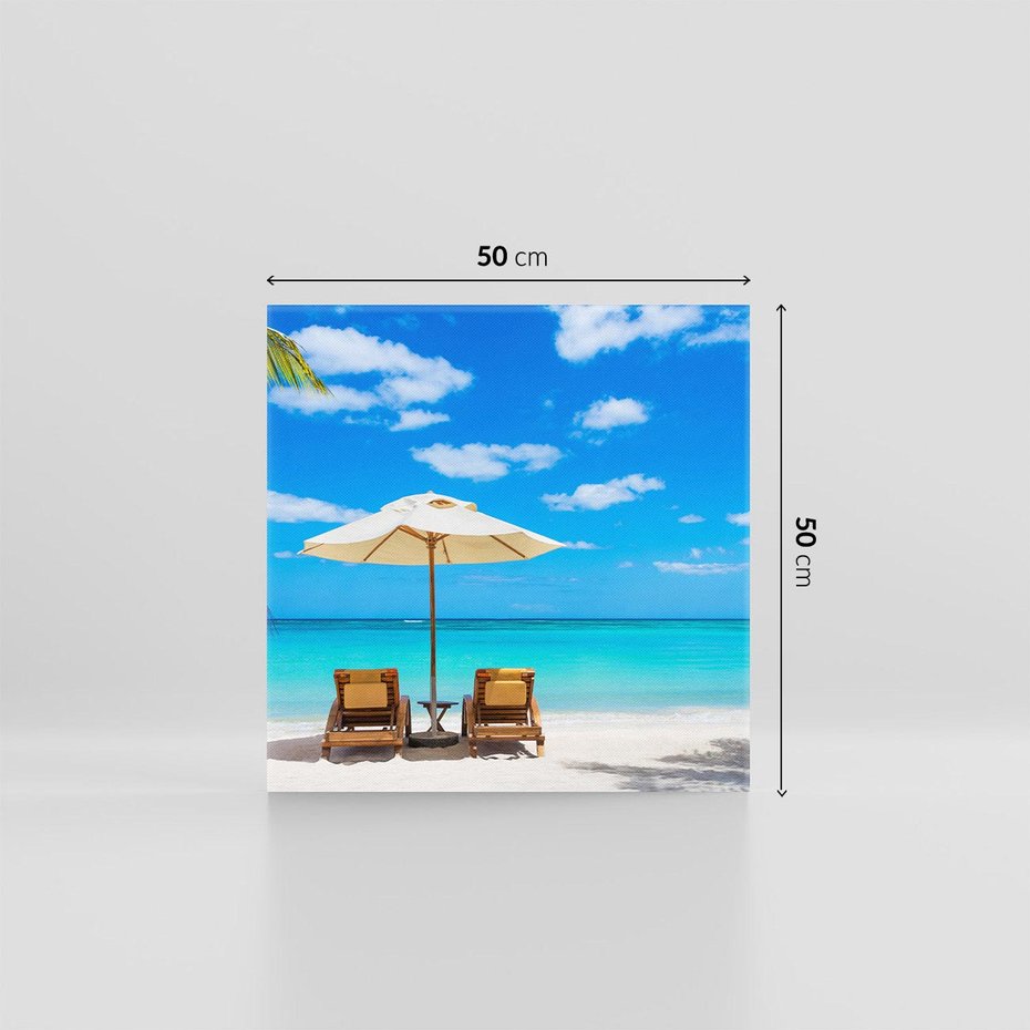 Obraz na płótnie 50x50 - Urok palmowego raju - plaża, palma