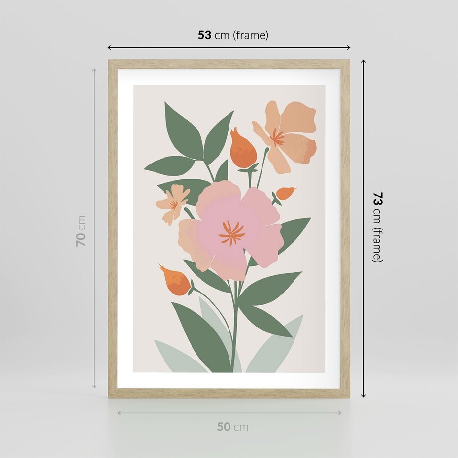 Plakat w ramie 50x70 - Kwiatowe Nastroje - kwiat, sztuka nowoczesna - rama drewno