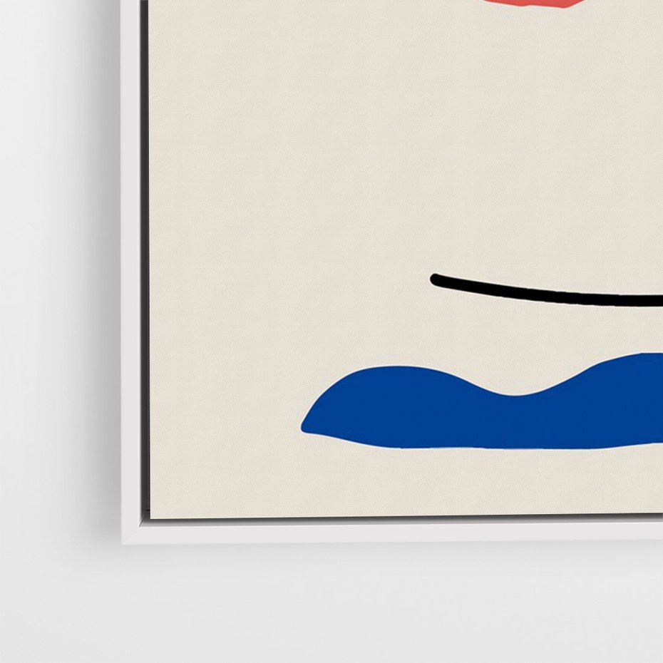 Obraz w ramie 80x120 - Taniec Przenikających Plam - abstrakcyjny obraz, przypomina twarz - rama biała