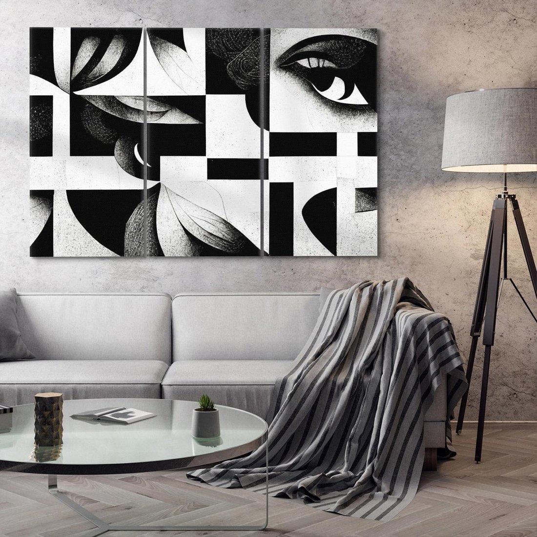 Obraz na płótnie 120x80 - Harmonia świateł i cieni - abstrakcja czarno biała, geometria