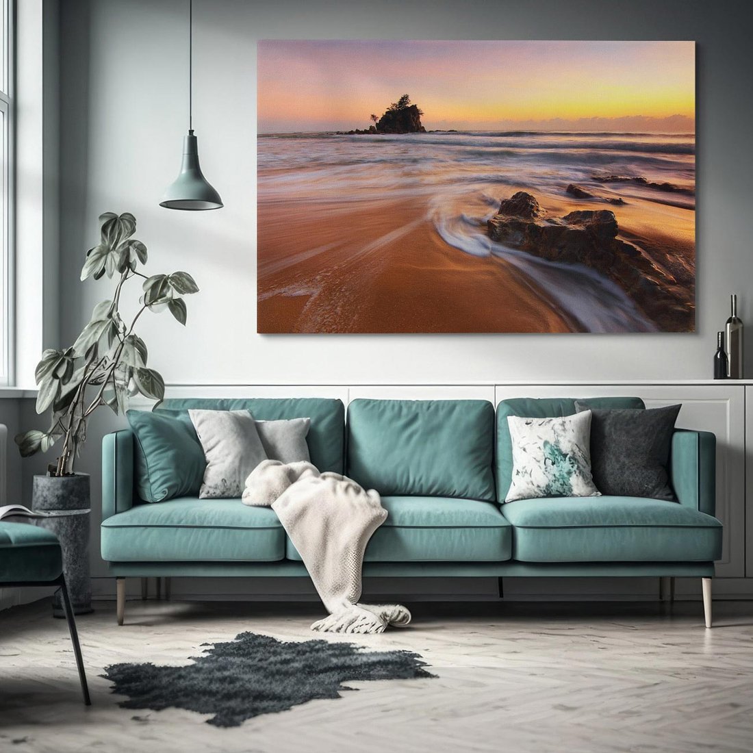 Obraz na płótnie 70x50 - Skały nad morzem - morze, plaża