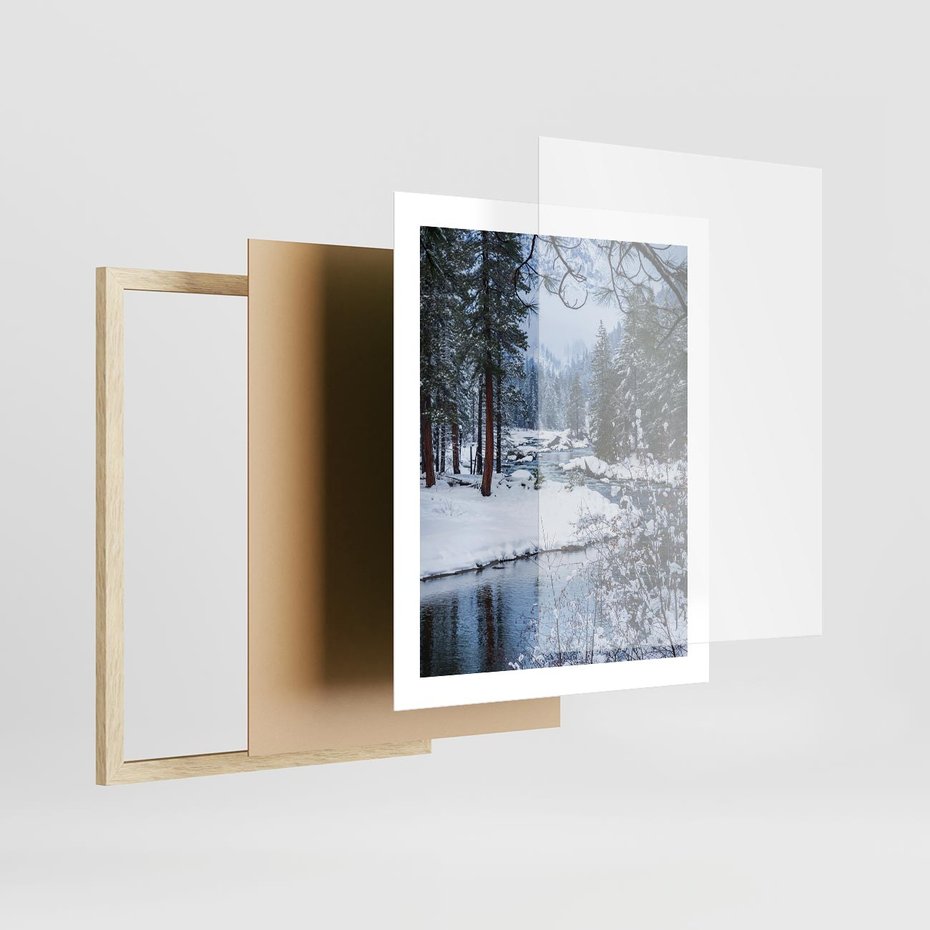 Plakat w ramie 40x50 - Śnieżne cuda - zima, las - rama drewno