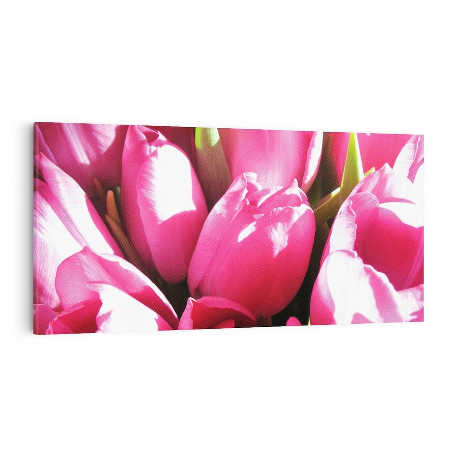 Obraz na płótnie 140x70 - Tulipany w pejzażu - tulipany, kwiaty