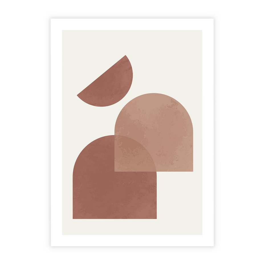 Plakat bez ramy 40x50 - Harmonijne Widoki - abstrakcyjne geometryczne kształty, odcienie brązu i beżu