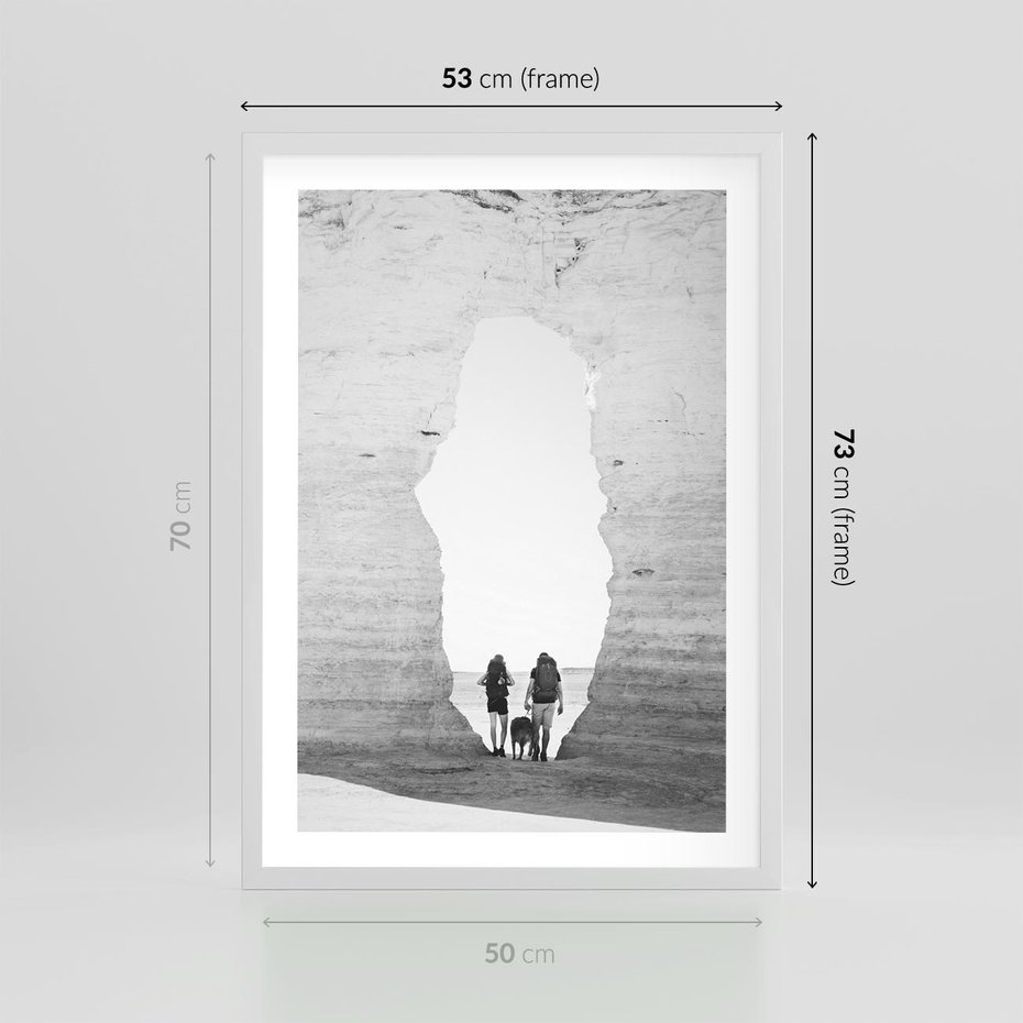 Plakat w ramie 50x70 - Podróżna Eksploracja - Echa Przygody - rama biała