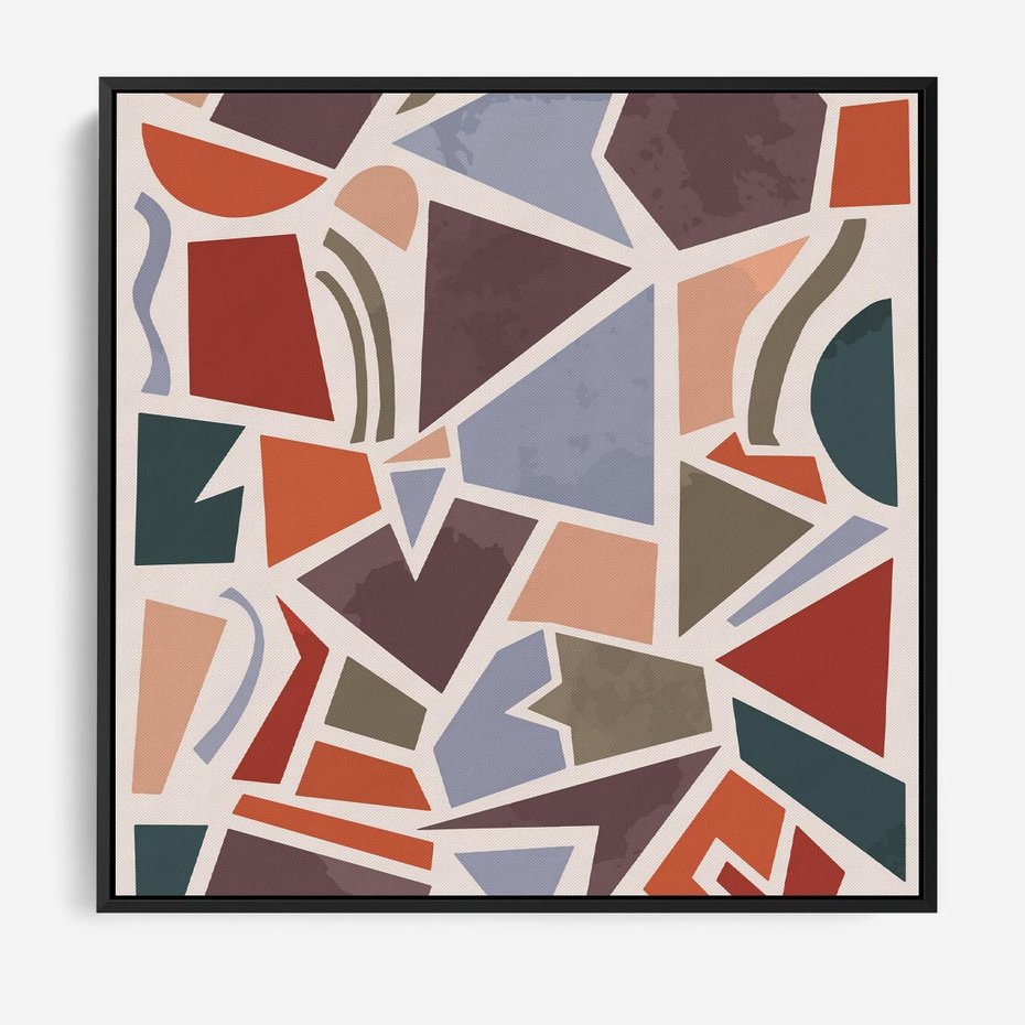 Obraz w ramie 50x50 - Intrygujące Rozbicie - gemoetryczne kształty, mozaika - rama czarna