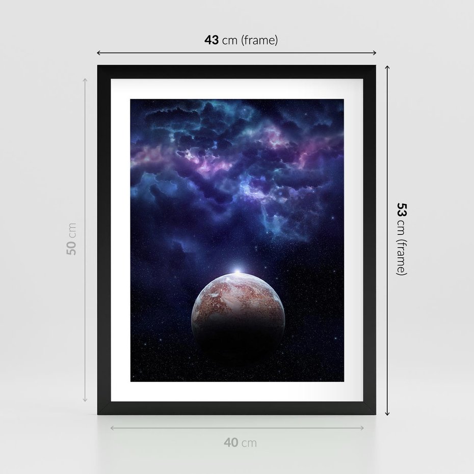 Plakat w ramie 40x50 - Kosmos - Ziemia i Księżyc - kosmos, ziemia - rama czarna