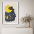 Plakat bez ramy 21x30 - Migocące Nocne Barwy - abstrakcyjna akwarelowa plama, granatowa