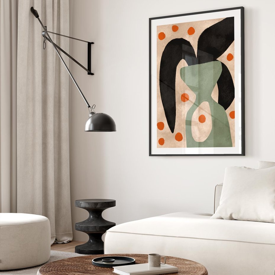 Plakat w ramie 30x40 - Impresje Boho - abstrakcyjny obraz, plakat - rama czarna