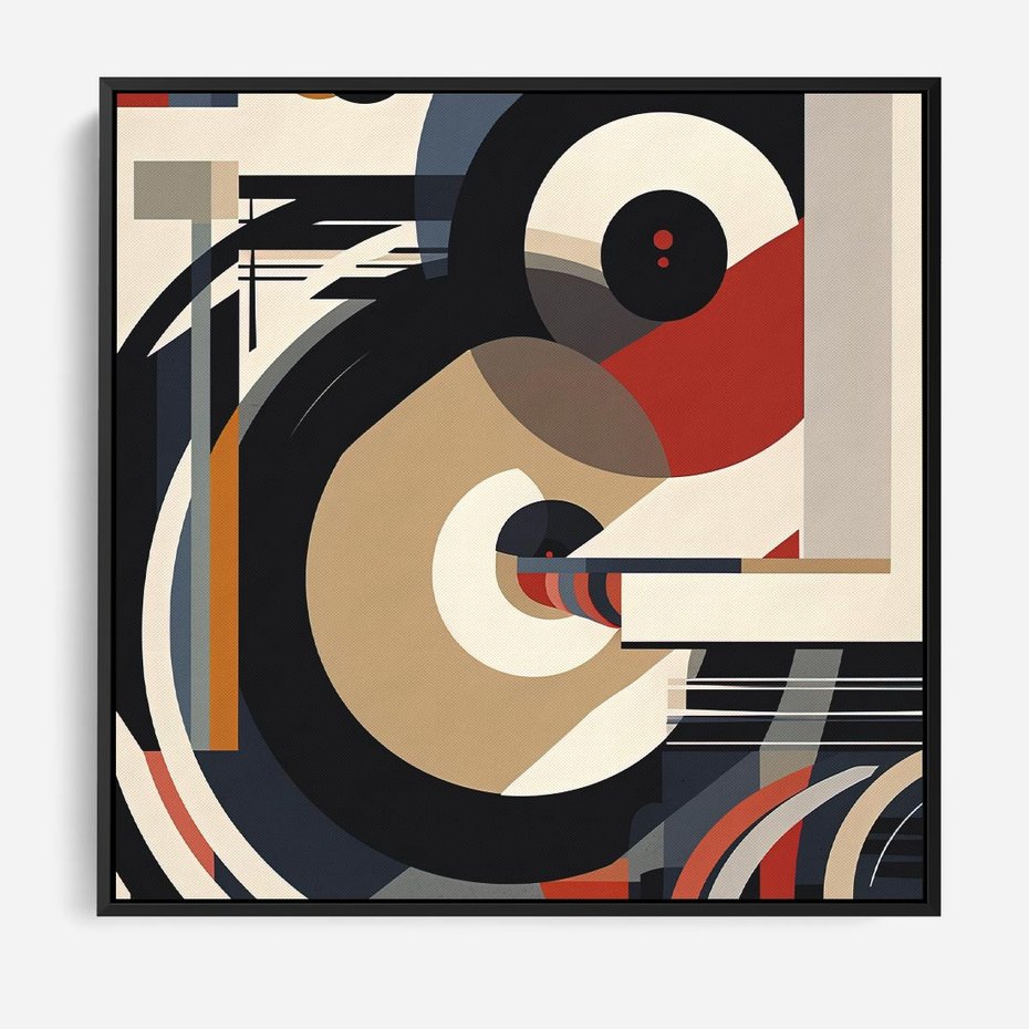 Obraz w ramie 50x50 - Wibracje Marzeń - abstrakcyjny obraz, geometryczne koła - rama czarna