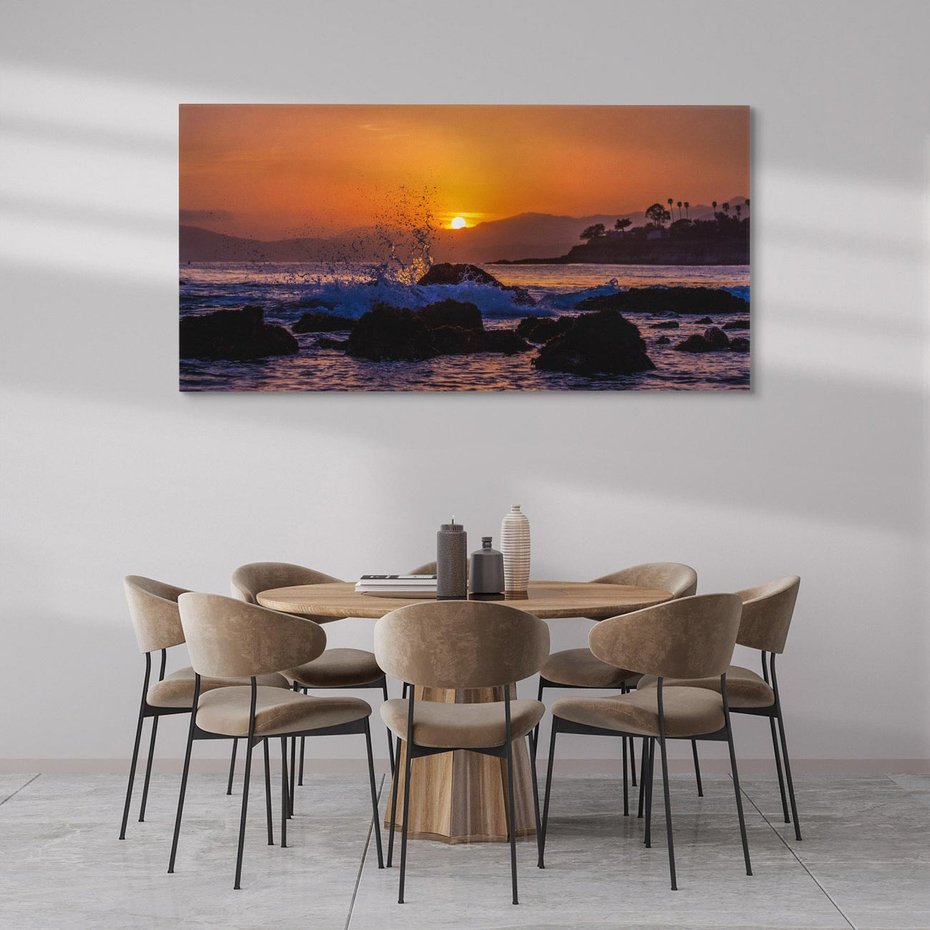 Obraz na płótnie 120x60 - Morze, fale i skały - morze, fale