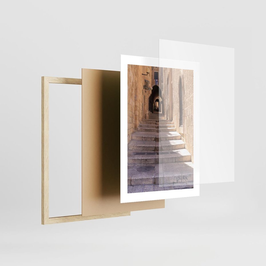 Plakat w ramie 30x40 - miasto w innej odsłonie - uliczka, perspektywa - rama drewno