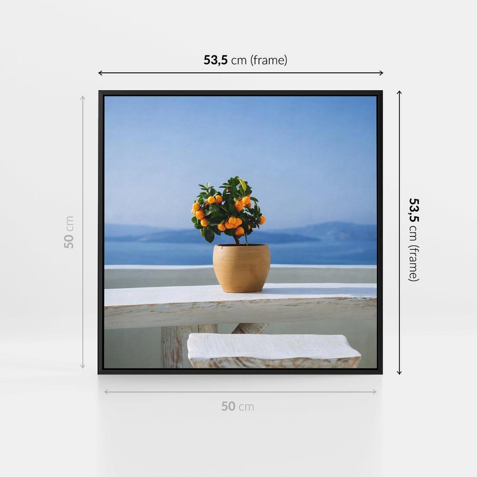 Obraz w ramie 50x50 - Uroki Santorini - Santorini, Grecja - rama czarna