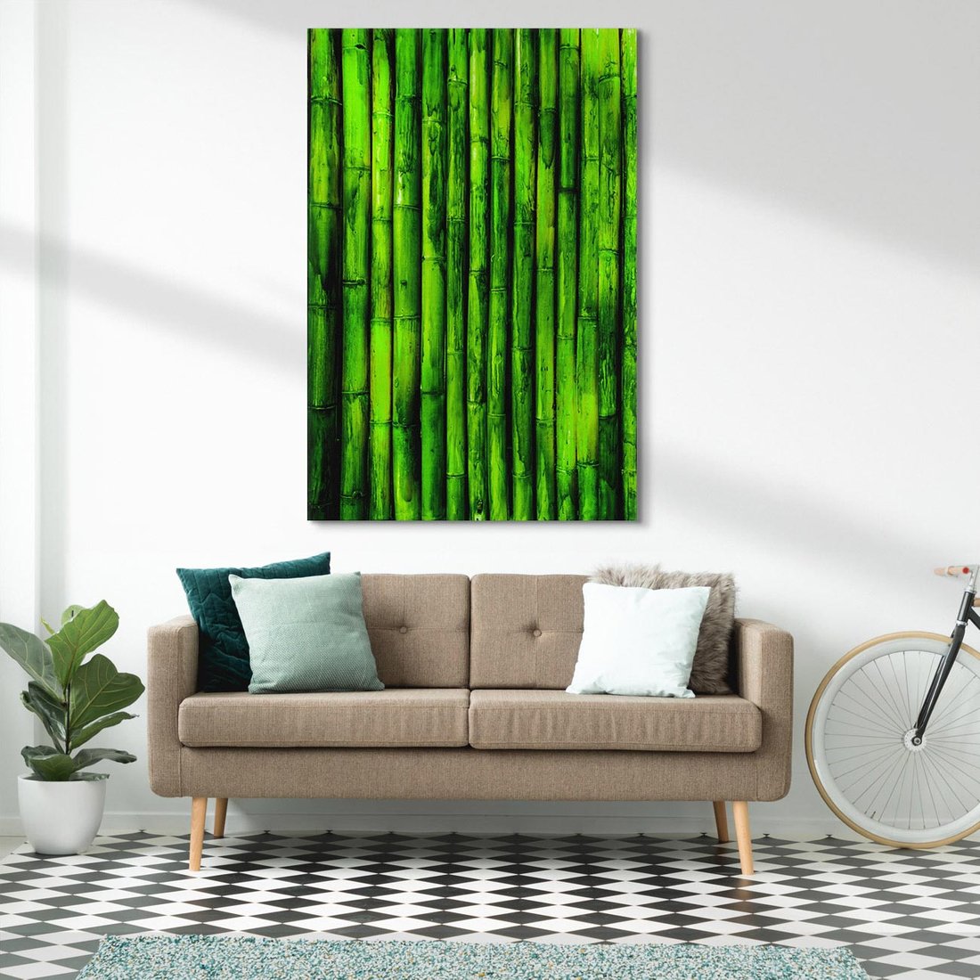 Obraz na płótnie 70x100 - Bambusowy urok zielonej harmonii - bambus, zieleń