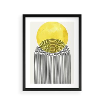 Plakat w ramie 50x70 - Słoneczne Odbicia - geometria, żółte koło - rama czarna