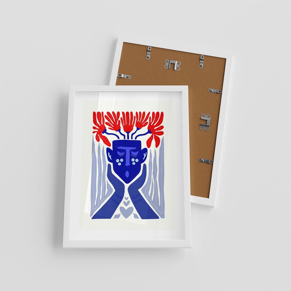 Plakat w ramie 30x40 - Nowoczesne Wcielenie Boho - etniczna maska, boho styl - rama biała