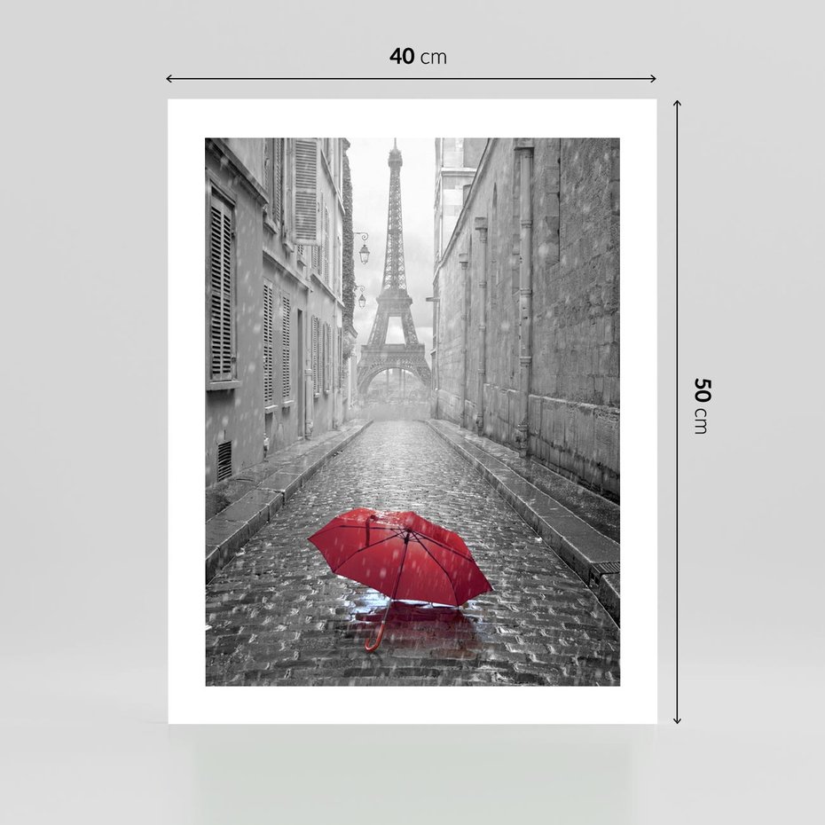 Plakat bez ramy 40x50 - Kolorowy parasol w Paryżu - Paryż, parasol