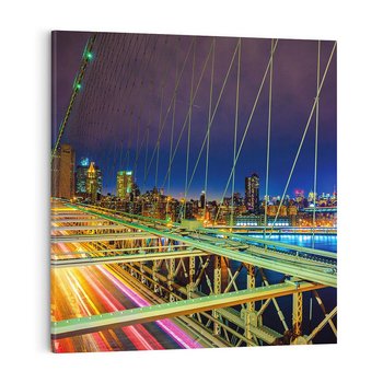 Obraz na płótnie 30x30 - Most w USA - Światła i samochody - most, USA