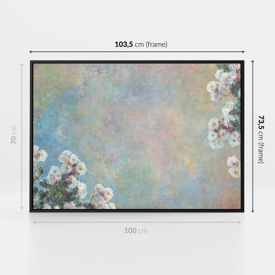 Obraz w ramie 100x70 - Księżycowy sen artysty - subtelny obraz olejny, minimalizm - rama czarna