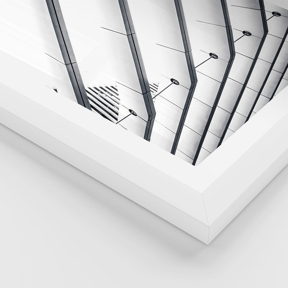 Plakat w ramie 40x50 - Czarno-Biała Fotografia Architektury - nowoczesna architektura, bialo czarny - rama biała