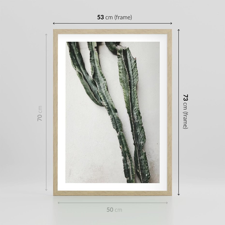 Plakat w ramie 50x70 - Zielona Roślina z Liśćmi - zielona roślina, liście - rama drewno