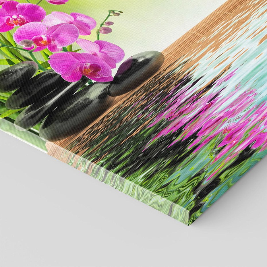 Obraz na płótnie 70x70 - Oaza Storczyka i Wody - spa, storczyk