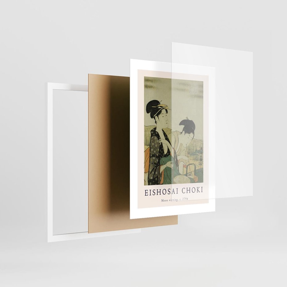 Plakat w ramie 30x40 - Rycina Eishosai Choki - staraa chińska rycina, eishosai choki - rama biała
