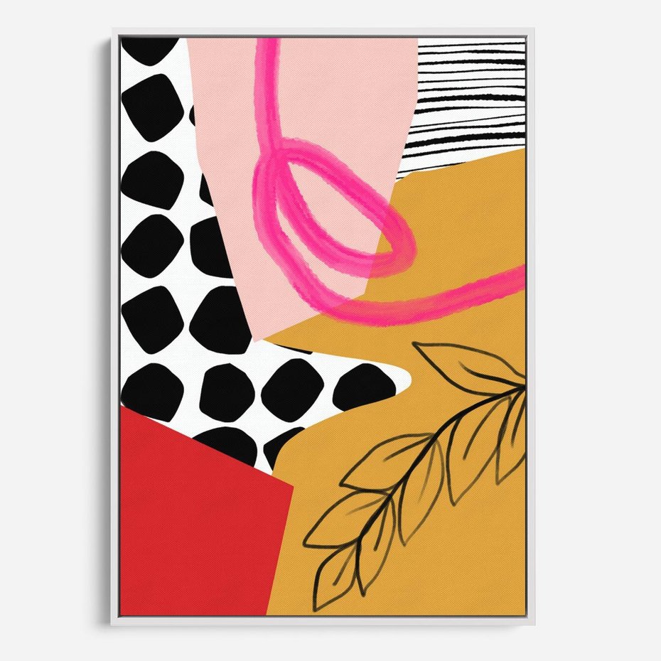 Obraz w ramie 50x70 - Księga Form i Plam - abstrakcyjna kompozycja, różne tekstury - rama biała