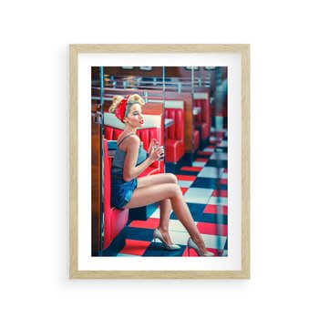 Plakat w ramie 30x40 - Stylowa Elegancja - retro, pinup - rama drewno