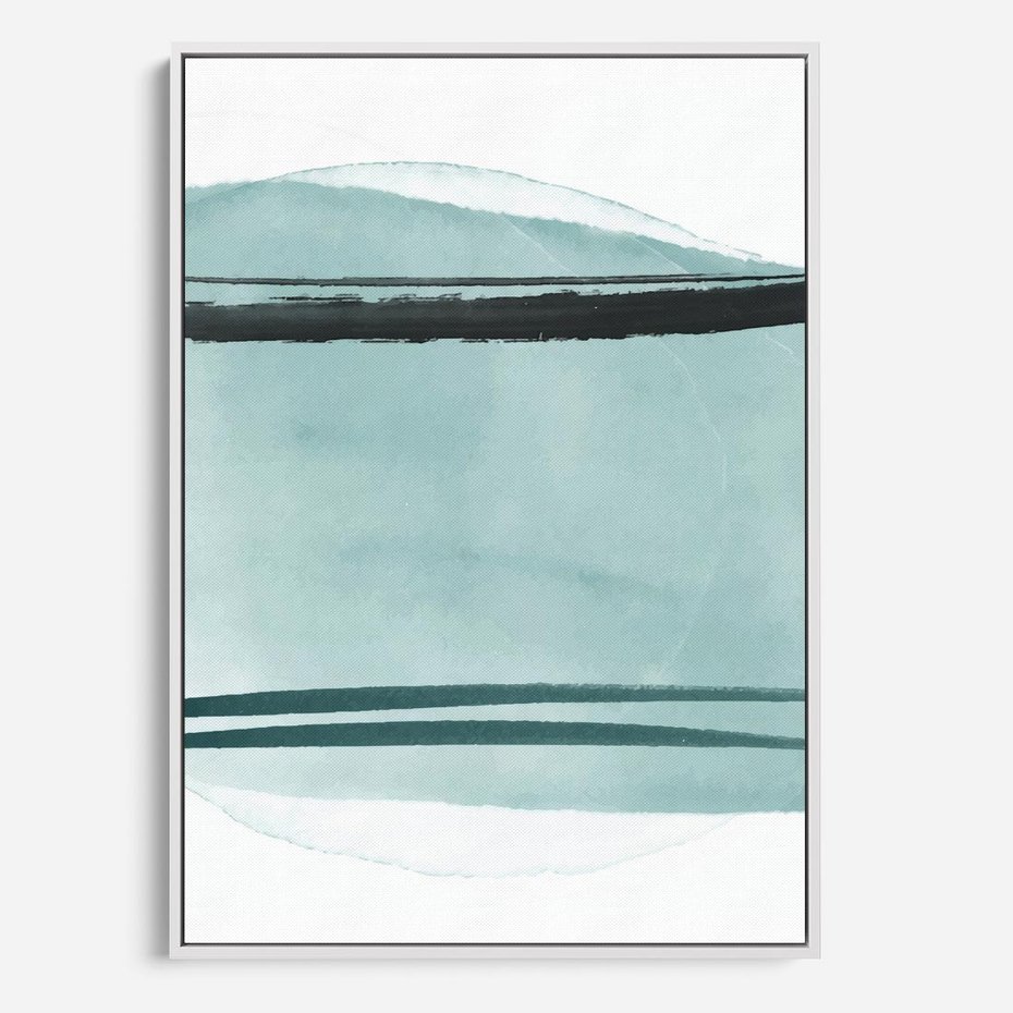 Obraz w ramie 50x70 - Turkusowy Świat - minimlizm, abstrakcja - rama biała