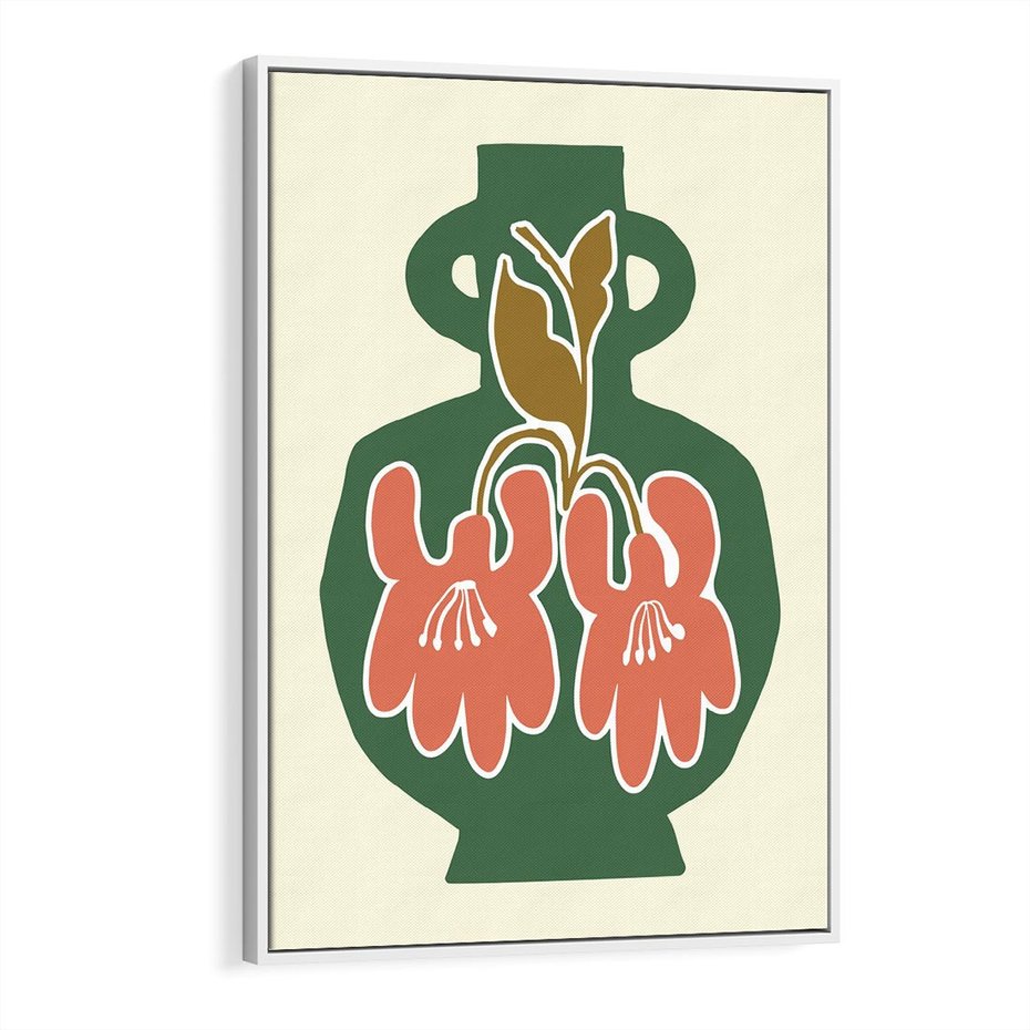 Obraz w ramie 50x70 - Kreatywne Impulsy - boho styl, wazon - rama biała